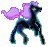 little black horsie with purple mane